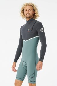 RIP CURL - E-Bomb 2/2 Zip Free Long Sleeve Springsuit - Muted Green Produktbild - The EBOMB ZIP FREE Wetsuit Now with E6 Thermoflex. It is the Ultimate super stretch wetsuit. The EBOMB zip free is inspired by high performance surfing with the least restriction possible. This year we've introduced two innovations in one.