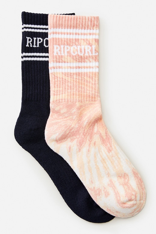 RIP CURL - Run Swim Surf Sock 2 Pack - Multico, The Run Swim Surf Sock 2 Pack features crew length, cotton blend socks featuring sublimation print designs and jacquard stripes., Fashion, Fashion > Socks, Women, Rip Curl, Wassersport, Lifestyle RIP CURL - Run Swim Surf Sock 2 Pack - Multico Produktbild - The Run Swim Surf Sock 2 Pack features crew length, cotton blend socks featuring sublimation print designs and jacquard stripes.