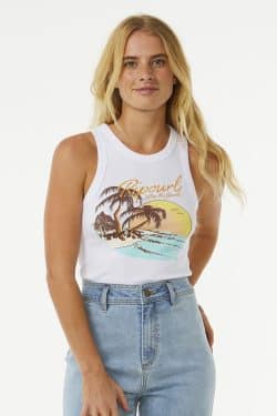 RIP CURL Sunset Ribbed Tank - White