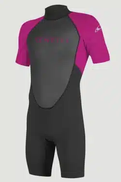 O'NEILL - Youth Reactor 2 2mm Back Zip S/S Springsuit - Pink - Premium wetsuit for ultimate comfort and performance.