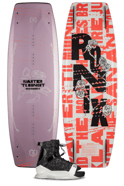 Ronix 2026 Quarter ‘Til Midnight Satin Flex Whalo Bindings Women’s Boat Wakeboard Package